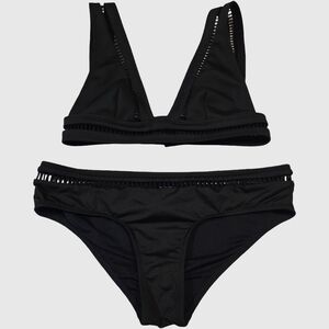 #ZIMMERMAN Bellitude ladder Triangle Swim  Set Cut Out Lined Plunge Neck Black.